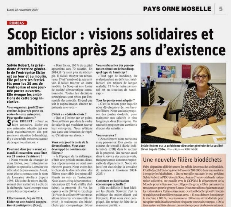 Scop Eiclor: visions solidaires et ambitions après 25 ans d’existence